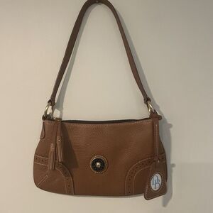 DOONEY &‎ BOURKE RU773 TAN Slim Shoulder Bag Purse Leather RARE EUC